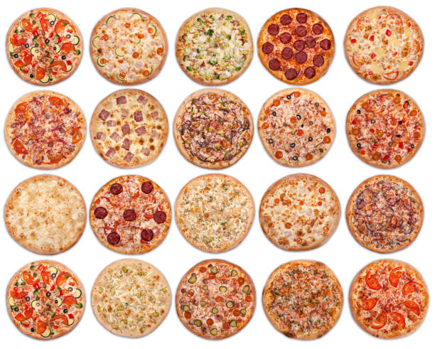 istock 20 pizzas on a white background. View from above 952513634