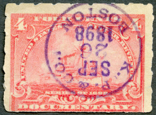 istock Postage stamp printed in USA in 1898 shows Battleship 952514636