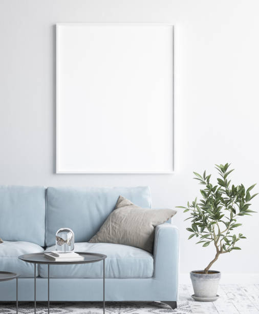 istock Mock up poster frame in interior background, scandinavian style 952531000