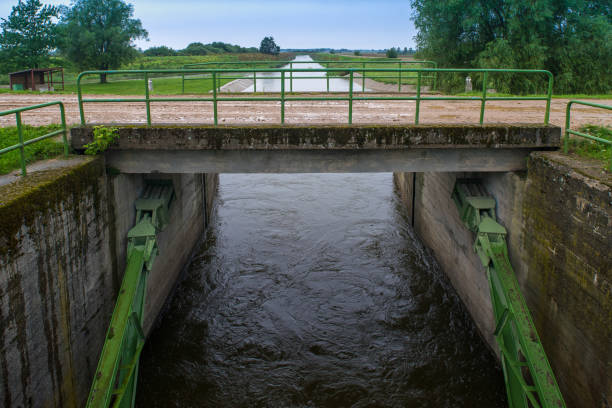 istock Gateway mechanisms for flood protection. Landscape. 952552722