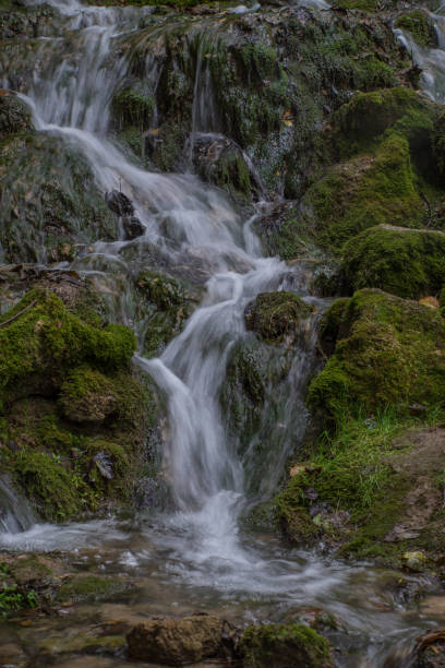 istock Waterfall in the forest. Green moss and stones. Summer. 952553606