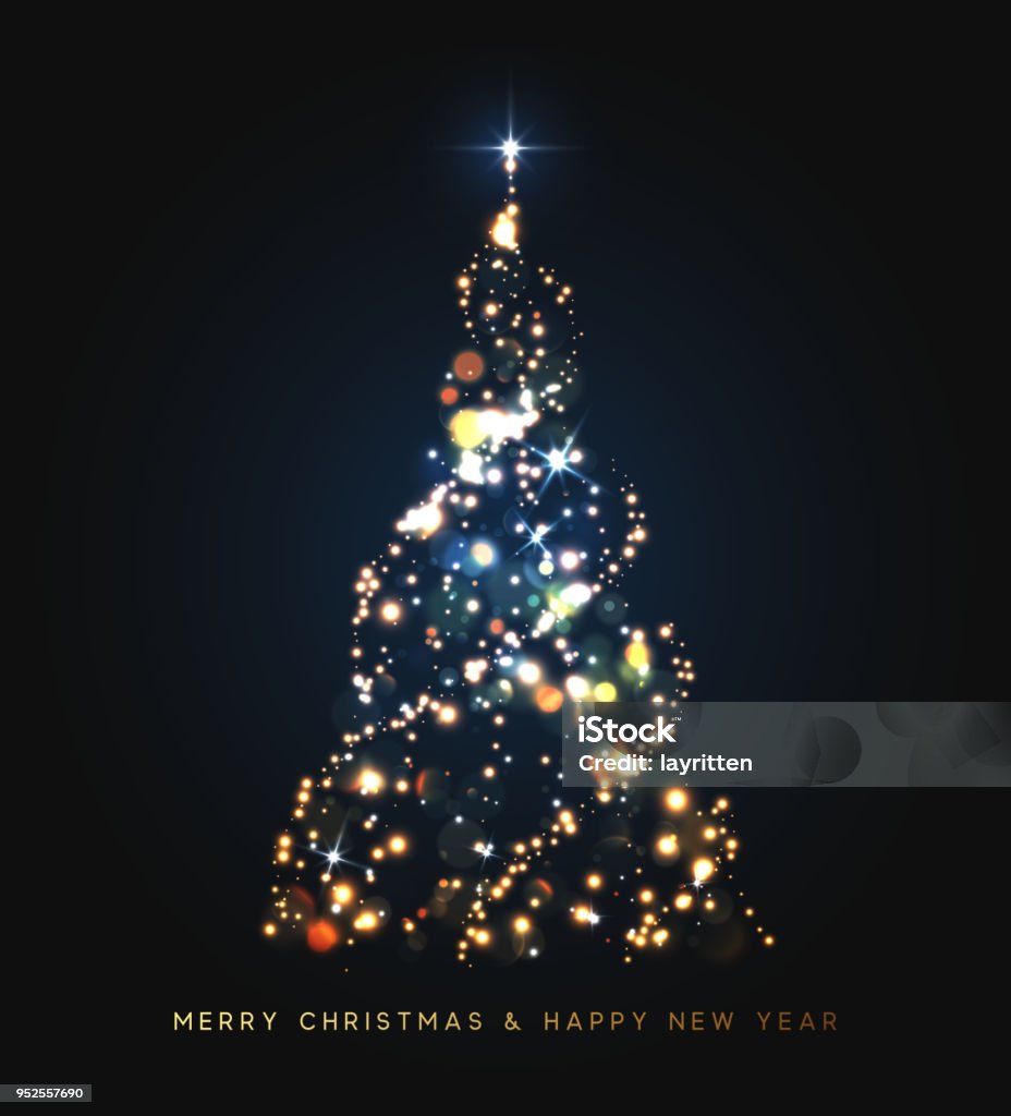Sparkle magic xmas tree light. Sparkle magic xmas tree light. Greeting card Merry Christmas and Happy New Year. Vector illustration Christmas Tree stock vector