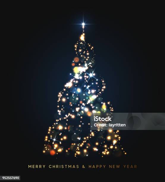 Sparkle Magic Xmas Tree Light Stock Illustration - Download Image Now - Christmas Tree, Christmas, Glittering