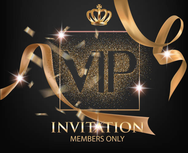 istock VIP invitation card with gold ribbond and golden dust. Vector illustration 952561620