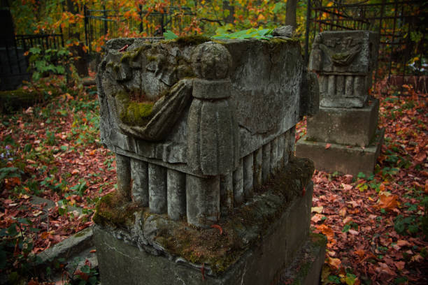 istock Old tombstones in abandoned cemetery 952587056