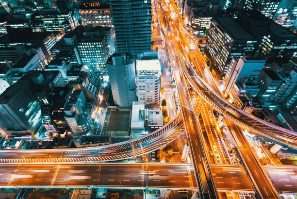 istock Aerial view of a highway intersection in Osaka, Japan 952590080