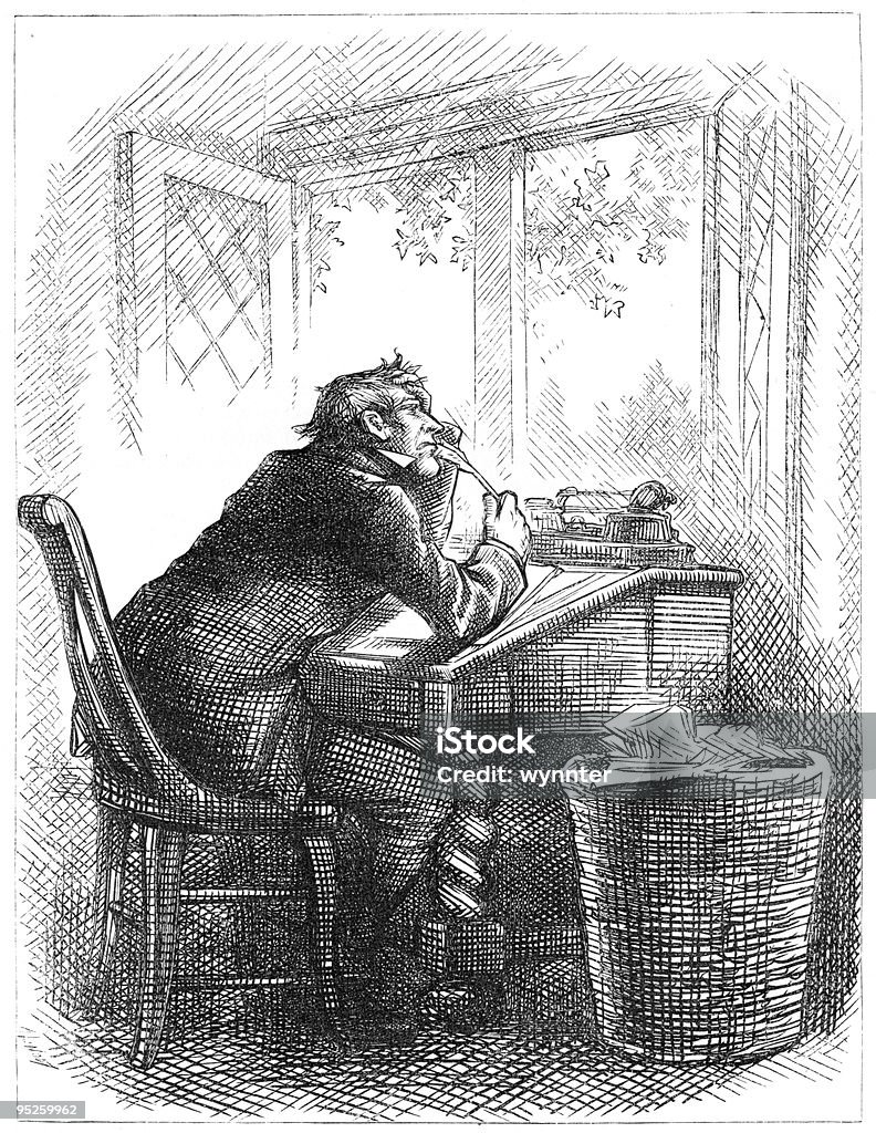 Frustrado escritor 1873 - Ilustración de stock de Charles Dickens libre de derechos