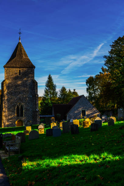 istock Old Medieval english Cemetery, gravestones, typical old British cemetery on a sunny day 952606500