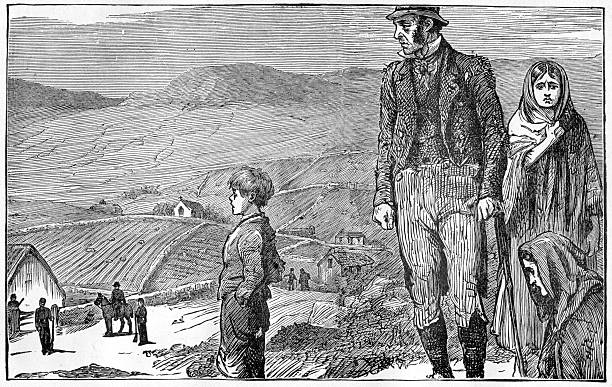 Evicted, cerca de 1886 - ilustração de arte em vetor