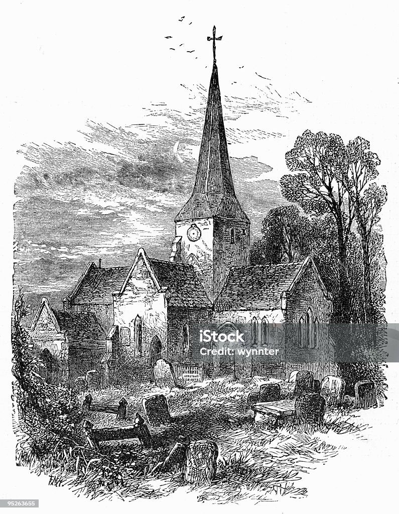 Horsted Keynes Kirche - Lizenzfrei Gravieren Stock-Illustration