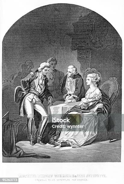 Lafayette Trifft Mit Louis Xvi Und Marie Antoinette Stock Vektor Art und mehr Bilder von König Ludwig XVI. von Frankreich