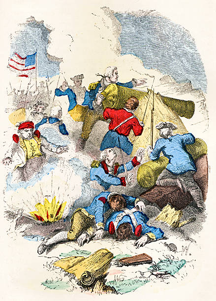 ilustrações, clipart, desenhos animados e ícones de ataque em fort mifflin - american revolution british empire george washington engraving