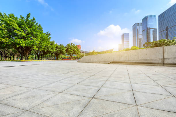 istock empty square floor and modern commercial office buildings in Shenzhen 952645686