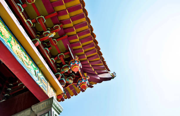 istock Chinese style temple roof under blue sky 952676218