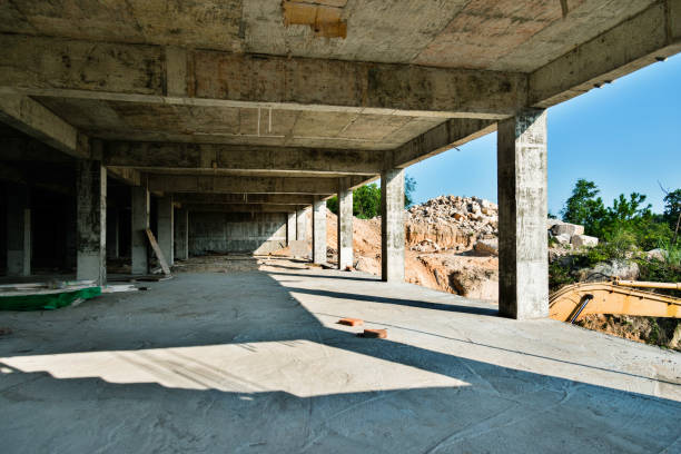 cantiere interno - cement floor frame abandoned architecture foto e immagini stock