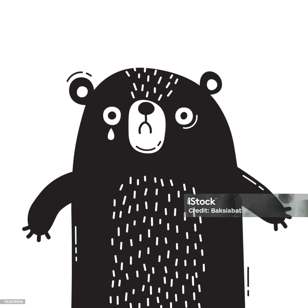 Sad, frightened bear cub is crying. Concept of protecting animals. Vector illustration Sad, frightened bear cub is crying. Concept of protecting animals. Vector illustration. Bear stock vector
