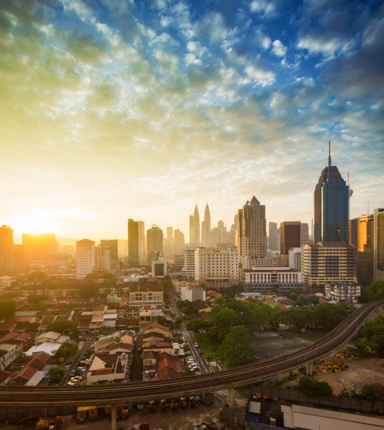 Kuala Lumpur  downtown city skyline at dawn square