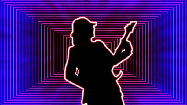 istock Cool guitarist in the baseball cap playing the electric guitar on a blue background 952688626