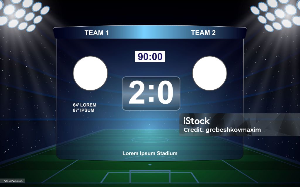 football scoreboard football scoreboard broadcast graphic soccer template Soccer stock vector