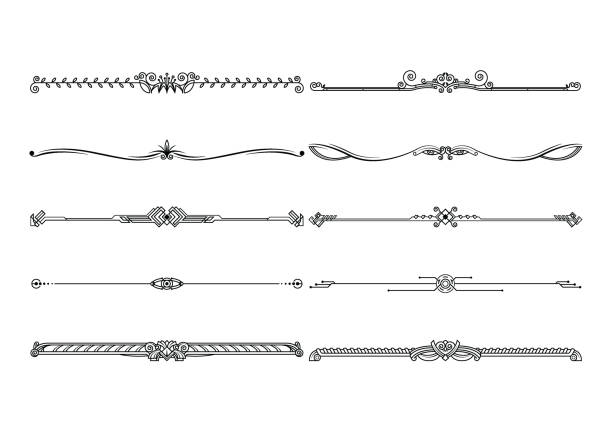 Set of decorative elements, border and page rules frame. vector illustration.