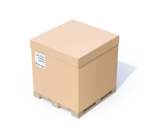 istock Container carton box on wooden pallet. isolated on white background 952716402