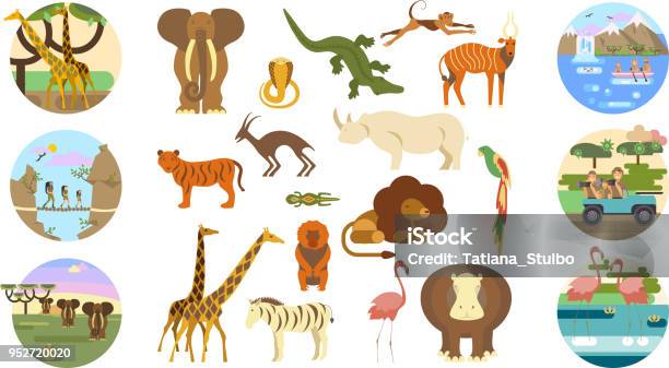 African Safari Banners Stock Illustration - Download Image Now - Africa, Animal, African Buffalo