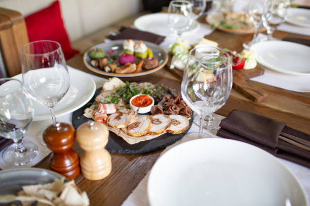 istock Festively served table at restaurant for a banquet. 952738176