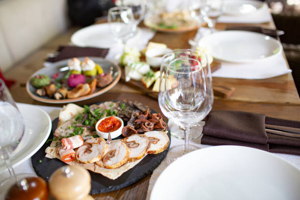 istock Festively served table at restaurant for a banquet. 952738200