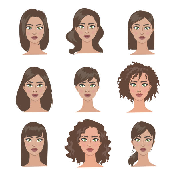 80 Woman Hair Styles Of Different Types And Colors Illustrations & Clip Art  - iStock