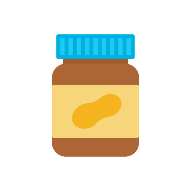 Peanut butter breakfast food icon vector flat This is flat food icon milk tea logo stock illustrations