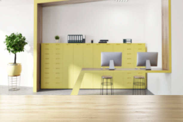 istock Yellow office waiting room reception blur 952749860