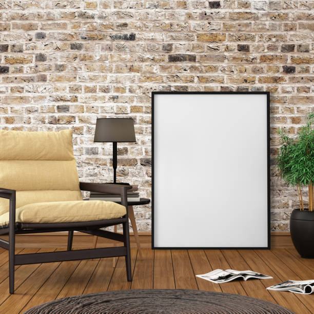 istock Modern interior with a chair and picture frame template 952755448