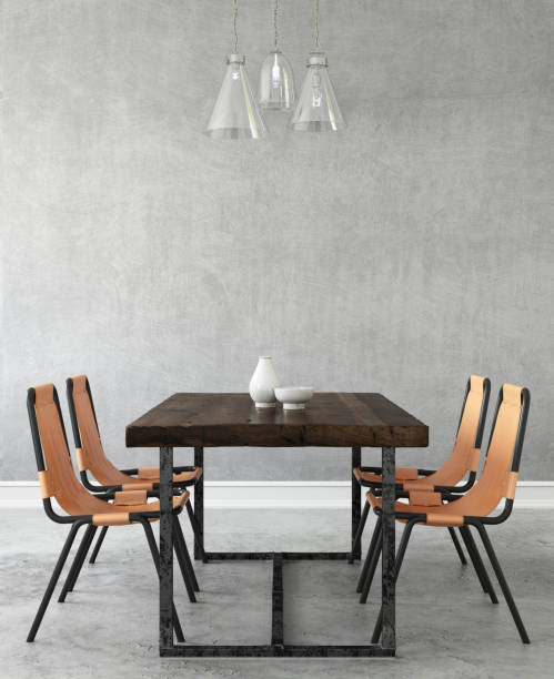 Dining room with pendant lamp background template