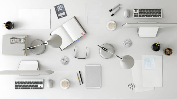 istock Knolling top view of a team office table 952757952