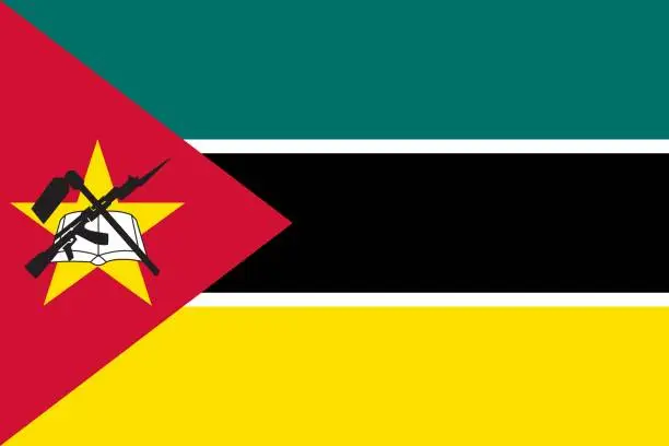 Vector illustration of Flag in colors of Mozambique, vector image