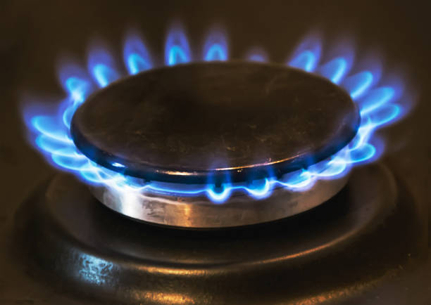 istock Blue flames of gas stove 952759580