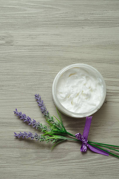 istock A bunch of lavender displayed with a container white body lotion 952777046