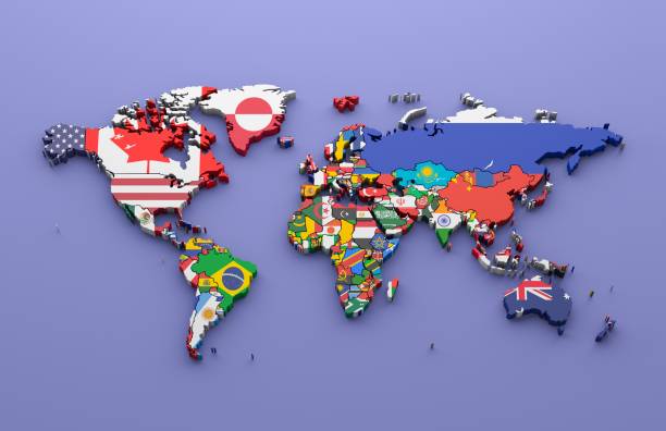istock World map with all states and their flags,3d render 952777336