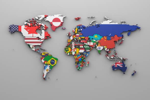 istock World map with all states and their flags,3d render 952777344