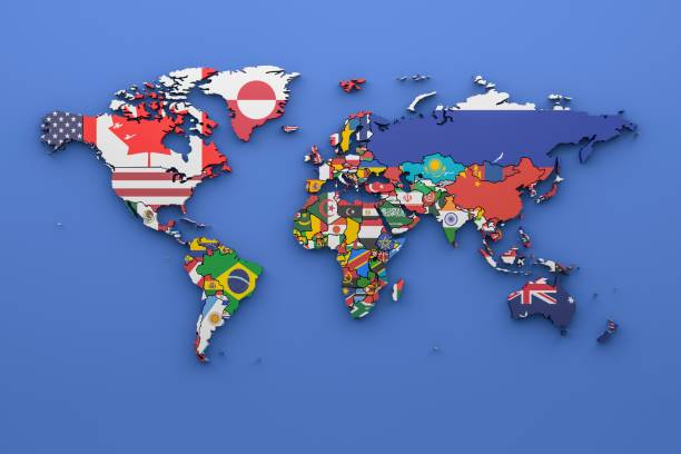 istock World map with all states and their flags,3d render 952777400