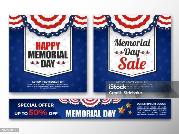 Usa Memorial Day Background Stock Illustration - Download Image Now - US Memorial Day, War Memorial Holiday, Sale