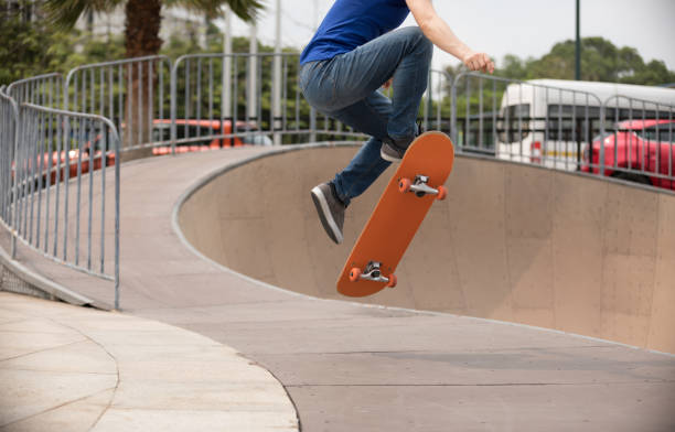 istock Skateboarder sakteboarding on skatepark ramp 952778490