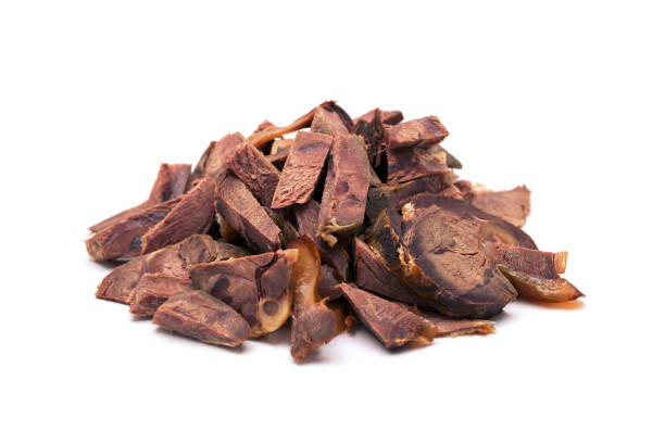 istock Slices of chopped beef isolated on white background 952778842