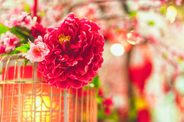 Red peony decoration for Chinese New Year