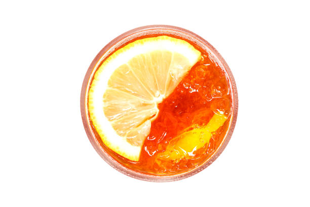 istock Ice black tea with lemon slice isolated on white background. 952783218