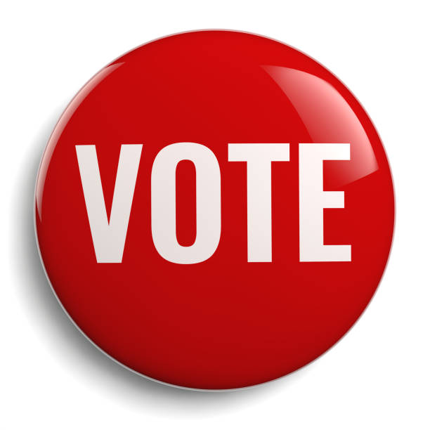 bouton de vote blanc texte rouge - vote button photos et images de collection