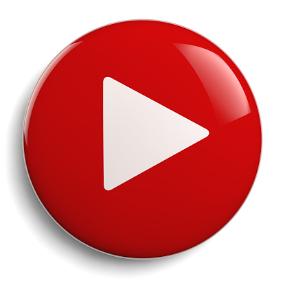 Play Button. Round Red 3D Icon Symbol.