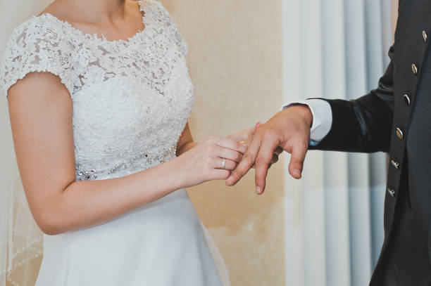 istock Clothing of a wedding ring on a finger 2035. 952787448