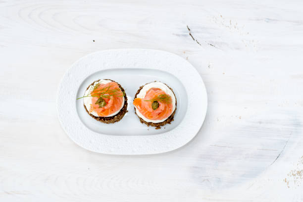 istock Pumpernickel bread with low fat yoghurt & smoke salmon 952792058