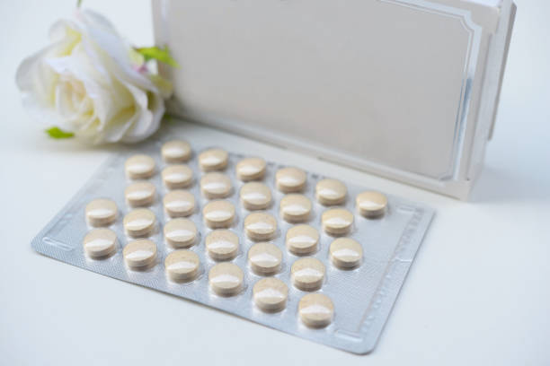 blue pills against white background
